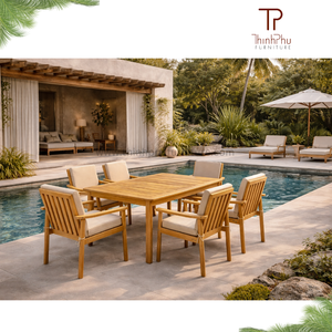 Avani Dining Set Eco-friendly Outdoor Furniture <b>Garden</b> Acacia Wood Sofa Set Cushions <b>Foldable</b> for Hotels Villas - Product Image 6