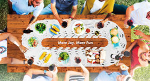 Rotating Plastic Modern <b>Lazy</b> <b>Susan</b> Adjustable Swivel Plate in Light Grey/Light Brown for 6-8 Seats Dining Kitchen Use - Product Image 5