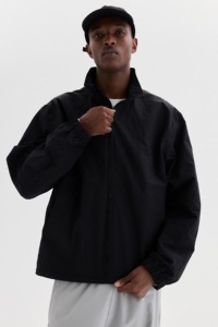 Chaqueta Bomber Negra para Hombre, Cortavientos, con Cierre de Cremallera, Estilo Casual, Cuello Alto, Material de Poliéster, para Otoño - Product Image 2