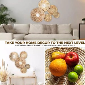 Ensemble de paniers muraux tissés, plateau suspendu en jonc de mer, plateau décoratif de style bohème, décoration naturelle pour la maison, fait main, à suspendre au mur - Product Image 3