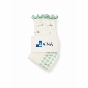 Custom Cotton Non <b>Slip</b> Socks With Stars Pattern And Heart Grips Ankle Length For Daily Wear Spring Season - Product Image 3