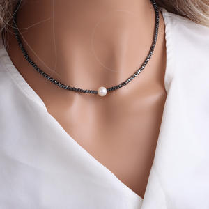 Conjunto de Collar y Pulsera de Lujo para Mujer Xiaohongshu, Plata Negra Rota con Perla Natural de Agua Dulce, Joyería de Alta Costura - Product Image 4