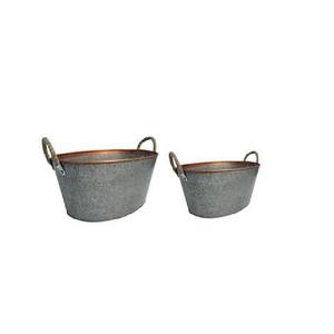 Nouvelle jardinière ronde en métal galvanisé de style rustique, taille, forme et couleur personnalisées, articles de jardin - Product Image 1