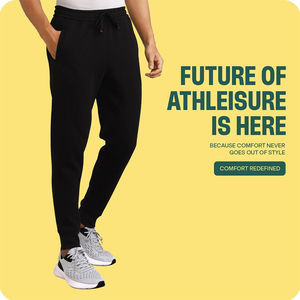 Men Black Jogger Pants Lightweight Quick Dry Breathable Loose Fit Gym Running Sportswear Anti Static Bulk OEM Supplier - Product Image 2