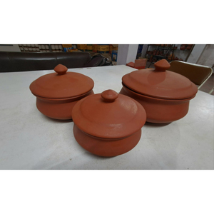 Eco-Friendly Healthy Non-Stick Rust-Proof Country Style Terracotta Clay Handi Set (Set 3 Lids) Stocked Safe Gas Cooker - Product Image 3