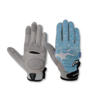 Logotipo personalizado dedo completo transpirable silicona estampado antideslizante Gel acolchado resistente a los golpes guantes de ciclismo para mujeres - Product Image 1