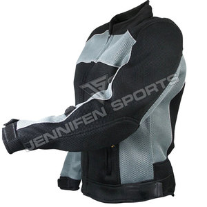 Vestes de moto pour femmes en tissu mesh respirant coupe-vent bicolore style motard col mandarin coupe ajustée - Product Image 4