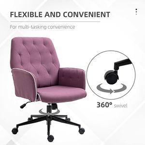 Sedia Girevole Viola Trapuntata per Ufficio Domestico, Certificata BIFMA, Sedia da Scrivania Regolabile in Altezza con Braccioli Imbottiti e Telaio in Ferro - Product Image 6