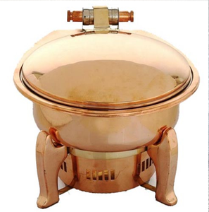 Exquis et orné, ce grand réchaud en cuivre martelé repose sur des pieds en laiton délicats et courbés, disponible à prix de gros. - Product Image 2