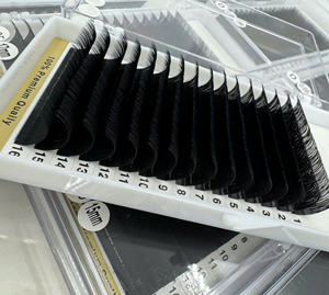 Plateaux de cils synthétiques en gros, extensions de cils en faux vison noir mat effet cachemire, logo personnalisé, marque privée, PBT doux - Product Image 1