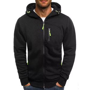 Men Full <b>Zip</b> <b>Hooded</b> Sweatshirt Custom Cotton Fleece Hoodie Contrast Zipper Casual Outdoor Jacket OEM ODM Wholesale Men Full <b>Zip</b> - Product Image 1