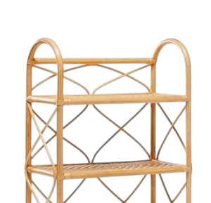 Handmade Natural Rattan Shelving 3 Tier Cross Pattern <b>Storage</b> Rack <b>Wicker</b> Bookcase Kids Room Decor Display Stand <b>Unit</b> - Product Image 2