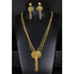 Parure de bijoux collier avec boucles d'oreilles en laiton plaqué or pur parure de bijoux collier design haute qualité Émirats arabes unis Dubaï - Product Image 5