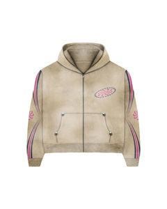 Ensembles de survêtements évasés délavés à l'acide, zippés, 500 GSM, coupe droite, effet usé, comprenant un sweat à capuche et un pantalon de jogging - Product Image 2