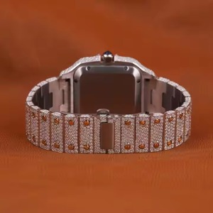Nouvelle montre classique simple en or blanc avec diamant rond en moissanite pour homme, cadran romain, date, édition limitée - Product Image 2