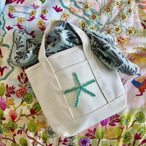Bolsa de Mano de Lona de Algodón con Cuentas de Estrella de Mar de Alta Calidad, Hecha en India, Bolsa de Compras, Bolsa de Playa, Bolsa de Viaje, Bolsa de Hombro, Bolsa para Llevar Comestibles - Product Image 1