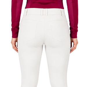 Pantalon d'équitation blanc personnalisé pour femme, taille haute, extensible, avec passants de ceinture, pour la compétition et l'entraînement - Product Image 5
