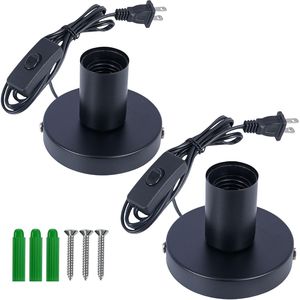 Base de lampe de table industrielle en métal poli noir, simple, avec douille à vis E26/E27, ampoule Edison incluse pour bureaux - Product Image 1