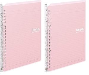 Carnet à anneaux A5 KOKUYO Campus Smart Ring, 20 anneaux, rose clair, rechargeable, couverture pliable, capacité 25 feuilles - Product Image 1