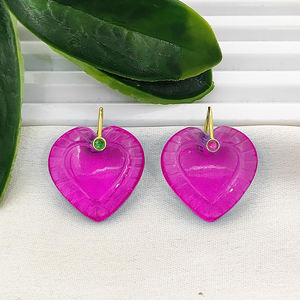 Colgante de Cuarzo Rubí Tallado en Forma de Corazón de 20mm, Amuleto de Cuarzo Rubí en Forma de Corazón, Colgante Chapado en Oro, Proveedores de Joyería - Product Image 1