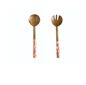 Black & White <b>Check</b> Handle Mango Wooden Server Spoon Flatware Kitchen & <b>Table</b> Use Dishwasher Safe Utensils - Product Image 2