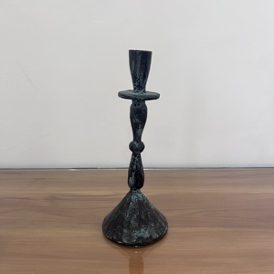 Artisan Design CH624 Aluminium <b>Candle</b> <b>Holder</b> with <b>Black</b> Finish and white Shade Taper for Home Decor - Product Image 1