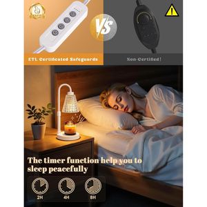 Lampada Scaldacera Dimmerabile in Cristallo Bianco con Timer, Altezza Regolabile, per Candele in Barattolo - Prodotto per Candele - Product Image 3