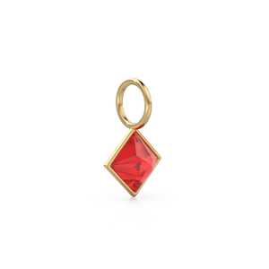 Colgante de Oro Sólido Amarillo de 14k con Gema de Rubí de 5mm, Engaste para Joyería / Piedra de Nacimiento de Julio / Gema Roja de Corte Princesa - Product Image 6