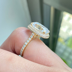 Anillo Iced Jewelz de 5.10 quilates con corte cojín, chapado en oro amarillo de 14K, para ella, con certificado IGI, ¡Gran Venta! - Product Image 3