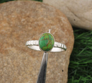 Natural Green Copper Turquoise Wedding <b>Ring</b> Women Vintage 925 <b>Silver</b> Plated Classic Handmade <b>Statement</b> Jewelry Wholesale - Product Image 1