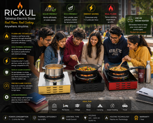Rickul Plasma Electric Cooking <b>Stove</b> with Glass Surface 3000W Safe Flame Technology Single Burner Portable <b>Stove</b> - Product Image 4