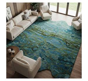 Tapis en laine à motif ondulé, insonorisant, forme abstraite irrégulière, tapis décoratif moderne pour la maison - Product Image 1