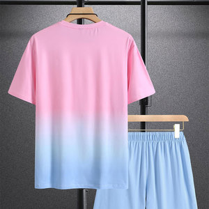 บริการ OEM จำนวนมาก เสื้อยืดและกางเกงขาสั้นผู้ชายไซส์ใหญ่ ระบายอากาศได้ดี เหมาะสำหรับฤดูร้อน ผลิตจากโพลีเอสเตอร์/คอตตอน สไตล์ไฮสตรีท - Product Image 2
