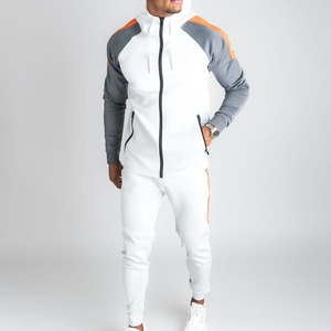 Ensemble de survêtement à capuche pour homme, noir et bleu, à blocs de couleur, manches longues, avec cordon de serrage, style sportif décontracté, coupe régulière, poches latérales, pour l'automne - Product Image 4