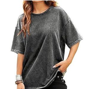 Camisetas de Manga Corta Extra Grandes Personalizadas para Mujer, Estilo Lavado Ácido, Colección de Verano, Hombros Caídos, Personalizables - Product Image 6