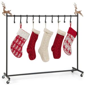 10-Hook Freestanding Christmas <b>Stocking</b> <b>Holder</b> Stand on Wheels for Displaying <b>Stockings</b> - Product Image 1