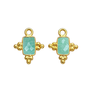 Colgante de Amazonita Rectangular de 5x3mm con Bisel, Bañado en Oro, para Fabricación de Joyas y Pendientes, Suministros para Creación de Bisutería - Product Image 1