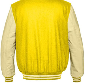 Personalized Adults Artificial Leather Sleeves Yellow Real Wool Body Letterman College Music Class Breathable <b>Jacket</b> - Product Image 4