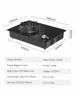 Table de cuisson à induction électrique encastrable 3000W, commande par bouton, 220V, surface en céramique, pour cuisine domestique et hôtelière - Product Image 3