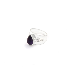 925 Style Silver Plated Brass Amethyst Teardrop <b>Ring</b> 8x12mm Purple Gemstone <b>Statement</b> <b>Ring</b> Handmade Boho Jewelry Wholesale - Product Image 4