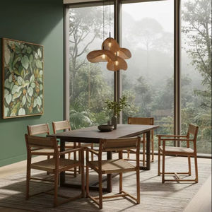 SOLOBEAT Mesa de Comedor Moderna de Ratán Hecha a Mano, Ecológica, para Apartamentos y Casas de Campo - Product Image 1