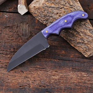 Cuchillo utilitario Wharncliffe de hoja fija de 8 pulgadas con recubrimiento en polvo, mango de madera Pakka de grado industrial, personalizado OEM para caza, desollado y camping - Product Image 4