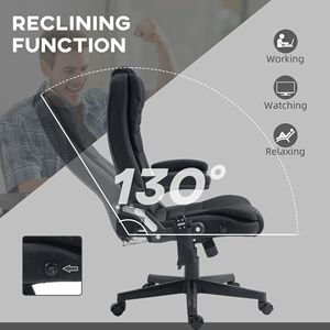 Black Linen High Back Office Chair <b>Vibrating</b> Massage Heat Padded Armrests <b>Remote</b> Control Traditional Executive Chair Made PU - Product Image 6