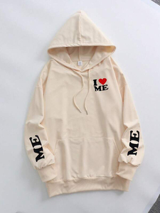 Sudaderas Extra Grandes para Mujer, Mezcla de Algodón, Estampado Gráfico con Texto, Hombros Caídos, Bolsillo Canguro, Ropa Urbana de Otoño e Invierno, Fabricante - Product Image 2