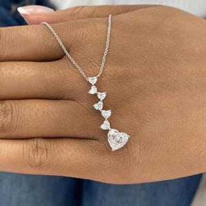 Collar con Colgante de Diamante en Forma de Corazón, Oro Blanco de 14K, Collar Romántico con Colgante de Corazón, Regalo de Aniversario para Mujeres Elegantes - Product Image 3