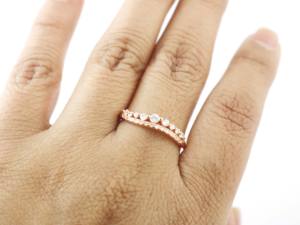 Anillo de compromiso minimalista de plata de ley 925 con diamante y piedra preciosa en oro rosa para mujer - Product Image 5