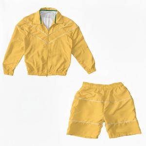 Ensemble de survêtements unisexes pour hommes, veste zippée réfléchissante avec logo personnalisé, short de sport en nylon, coupe-vent - Product Image 5