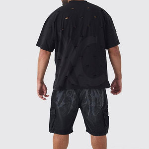 Camiseta Personalizada con Efecto Desgastado, Algodón y Poliéster de Alta Calidad, Estilo Oversize, Ropa Urbana, Moda Actual - Product Image 2