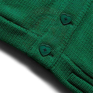 Cárdigan de punto con cuello en V verde para fraternidad, bordado de letras griegas, aplique de acrílico con la letra H, suéter de manga larga para hombre, estilo universitario. - Product Image 4