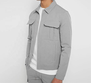 Veste et pantalon coupe-vent décontractés à capuche en nylon épais tissé Softshell d'hiver à logo personnalisé ensemble deux pièces survêtement pour hommes - Product Image 1
